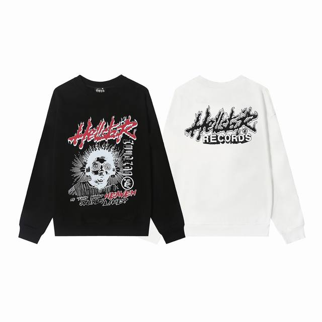 8828# Hellstar High Quality American Style Printed Cotton Terry Crew Neck Sweats