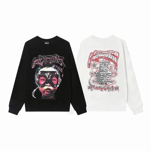 8827# Hellstar High Quality American Style Printed Cotton Terry Crew Neck Sweats