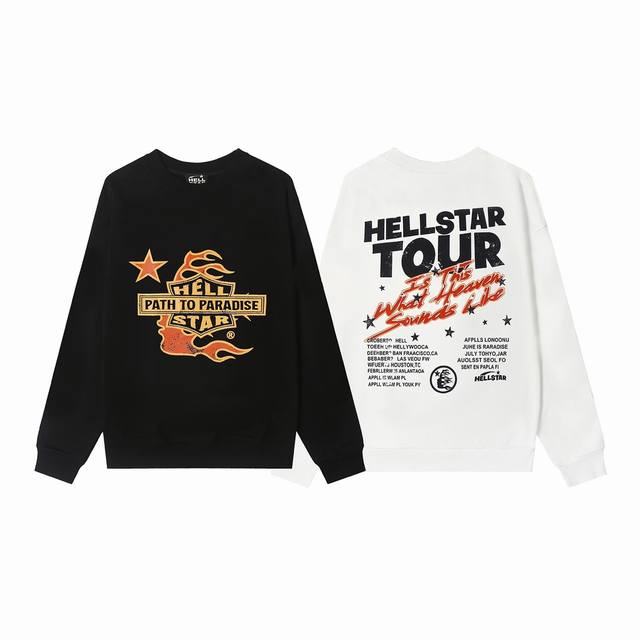 8826# Hellstar High Quality American Style Printed Cotton Terry Crew Neck Sweats