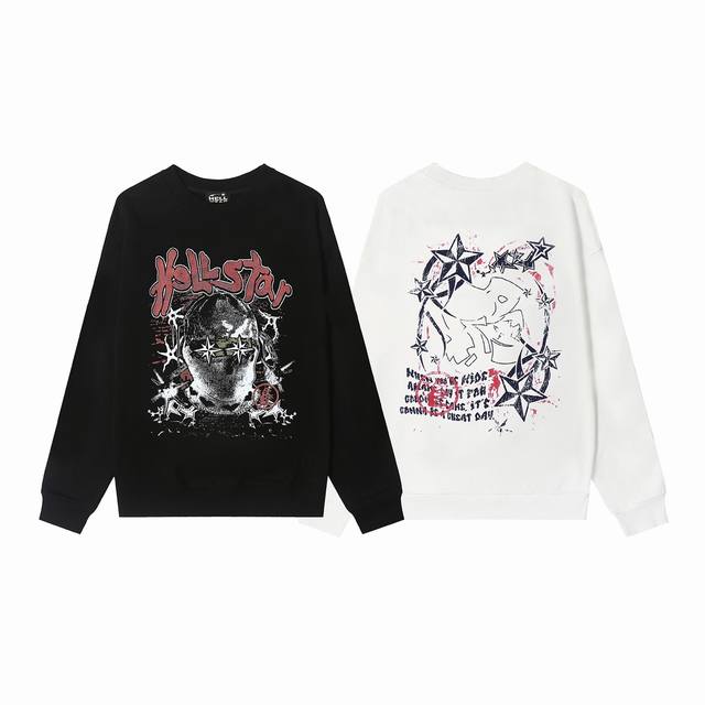 8822# Hellstar High Quality American Style Printed Cotton Terry Crew Neck Sweats