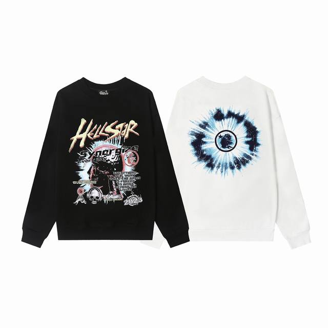 8821# Hellstar high quality American style printed cotton terry round neck sweat