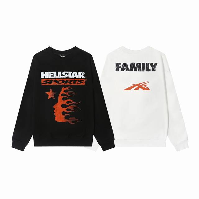 8819# Hellstar high quality American style printed cotton terry round neck sweat