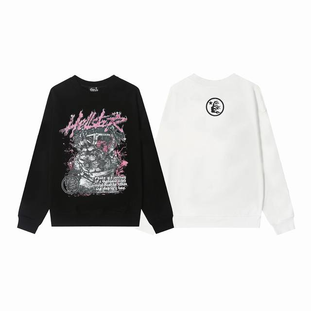 8818# Hellstar High Quality American Style Printed Cotton Terry Crew Neck Sweats