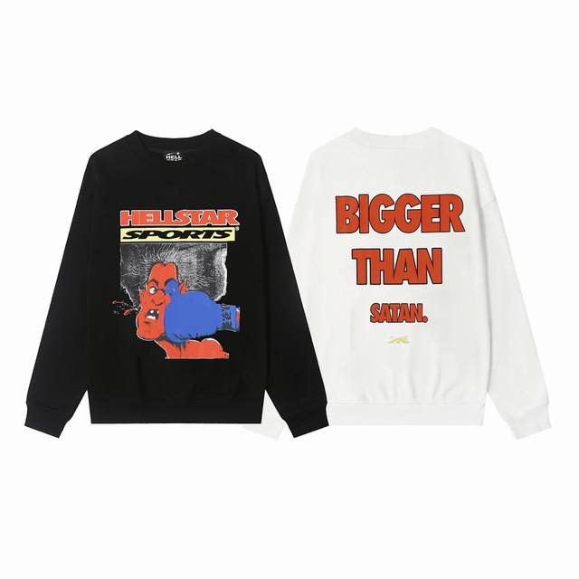 8815# Hellstar high quality American style printed cotton terry round neck sweat