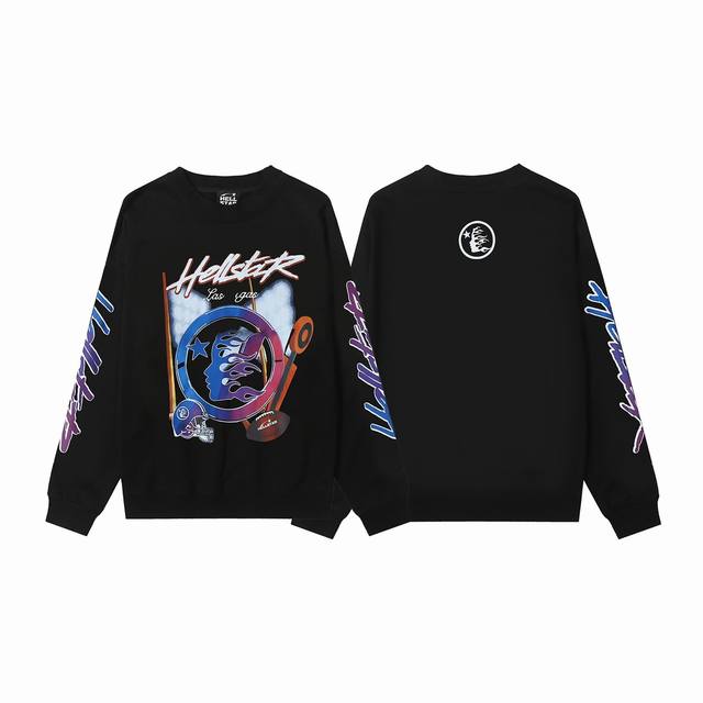 8810# Hellstar High Quality American Style Printed Cotton Terry Crew Neck Sweats