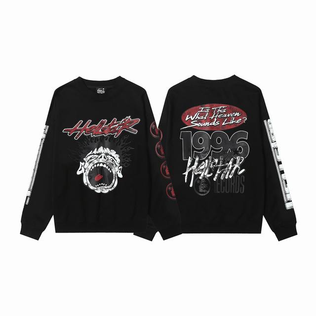 8808# Hellstar High Quality American Style Printed Cotton Terry Crew Neck Sweats
