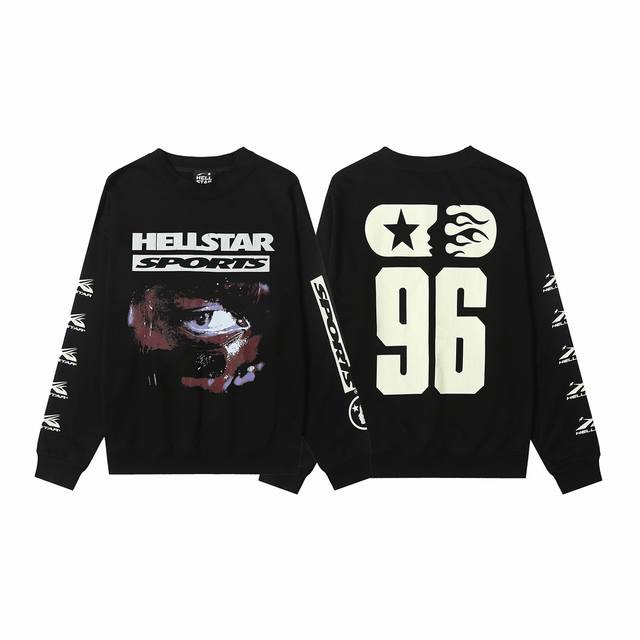 8807# Hellstar High Quality American Style Printed Cotton Terry Crew Neck Sweats