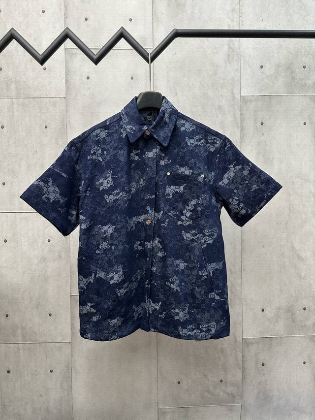 Gucci 25Ss new orchid floral denim short-sleeved shirt Size: S M L X L DDD