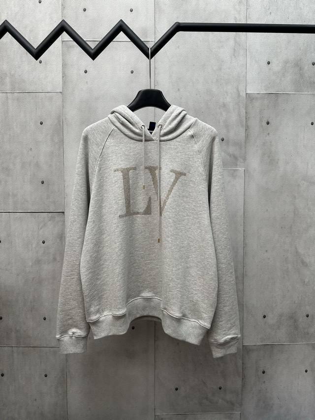 Louis Vuitton 25Ss rhinestone lettering hooded drawstring sweatshirt DDD. Made f