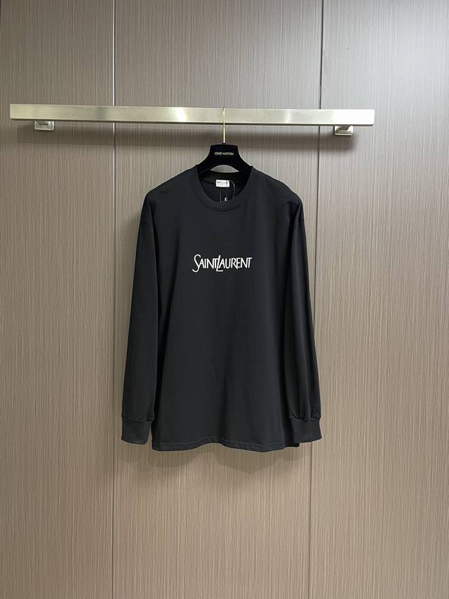 Ysl Saint Laurent thick-cut, laminated, printed long-sleeved T-shirt. Made from