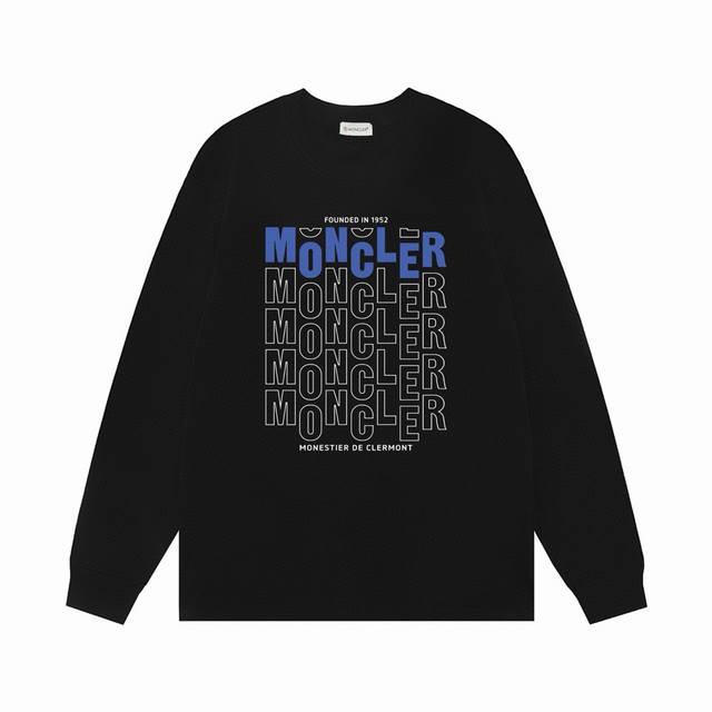 Moncler 2025 new hollow letter logo unisex long-sleeved T-shirt Custom 300g 100%