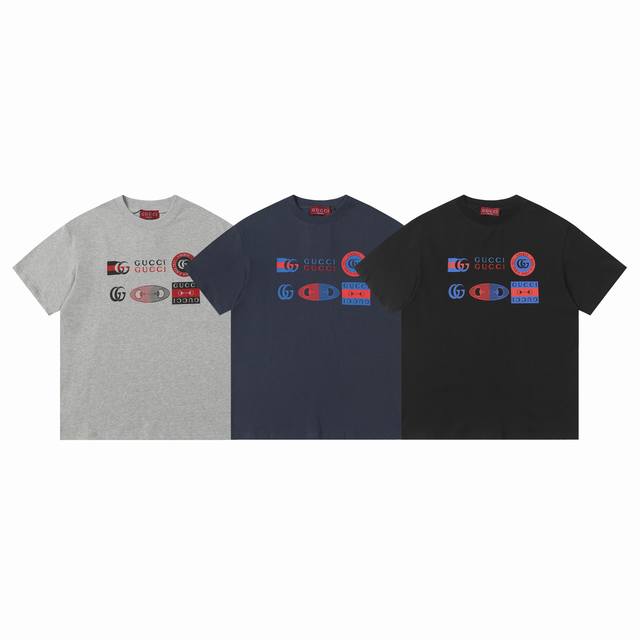Gucci new short-sleeved T-shirt, chest print and embroidery, heavy craftsmanship