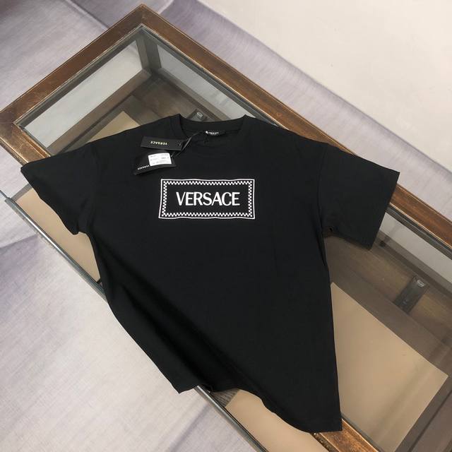 Ver*Sace 25Ss counter-matched round-neck short-sleeved T-shirt ~ Embroidered wit