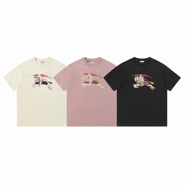 Burberry's new short-sleeved T-shirt, warhorse embroidery, unisex, official webs