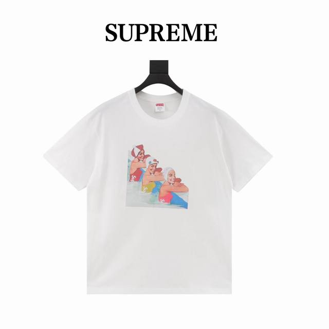 Supreme Ss18 Swimmers Tee Black Swimming Girl Pattern Print Round Neck Short Sle
