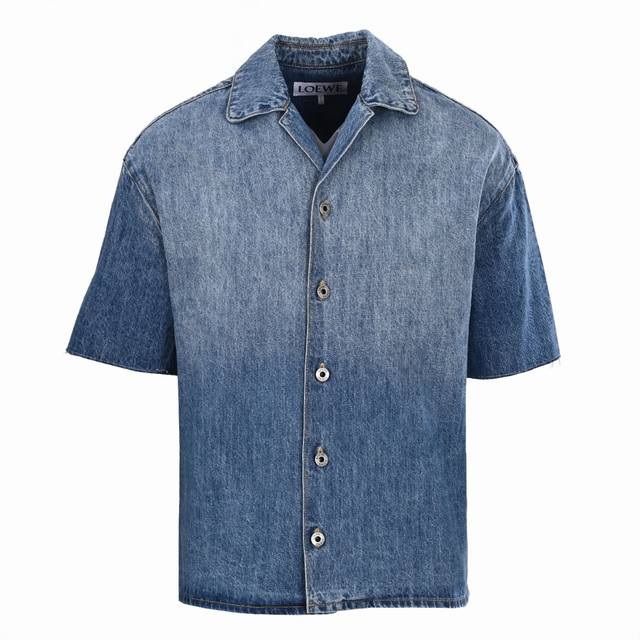 Loewe Anagram Semi-Embroidered Denim Short-Sleeve Shirt Customized cloud-like wa
