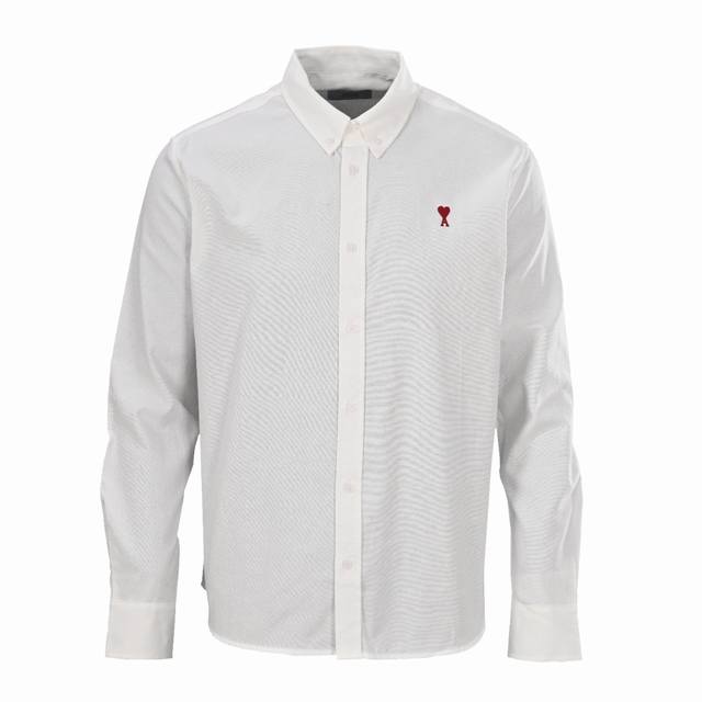 Ami Paris small heart embroidered long-sleeved shirt Customized fine flexible Ox