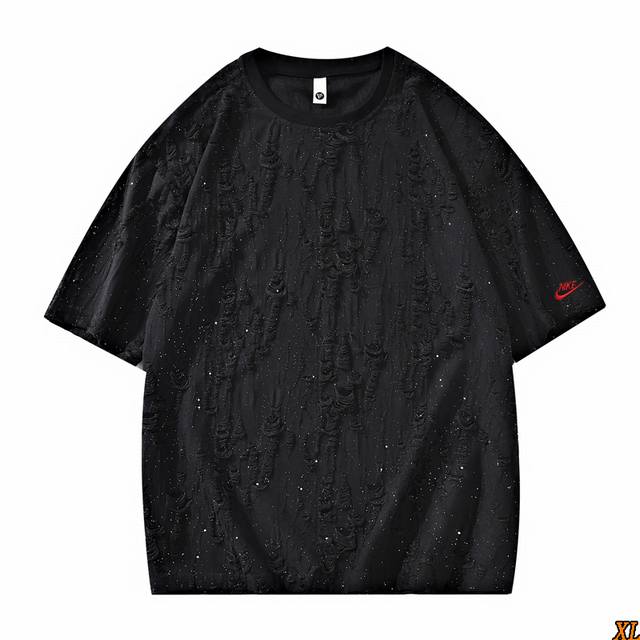 Nike exclusive real shot of the new summer high-quality ripped short-sleeved ro