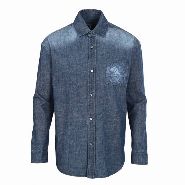 Loewe Anagram gradient embroidered pocket long-sleeved shirt Custom-made high-qu