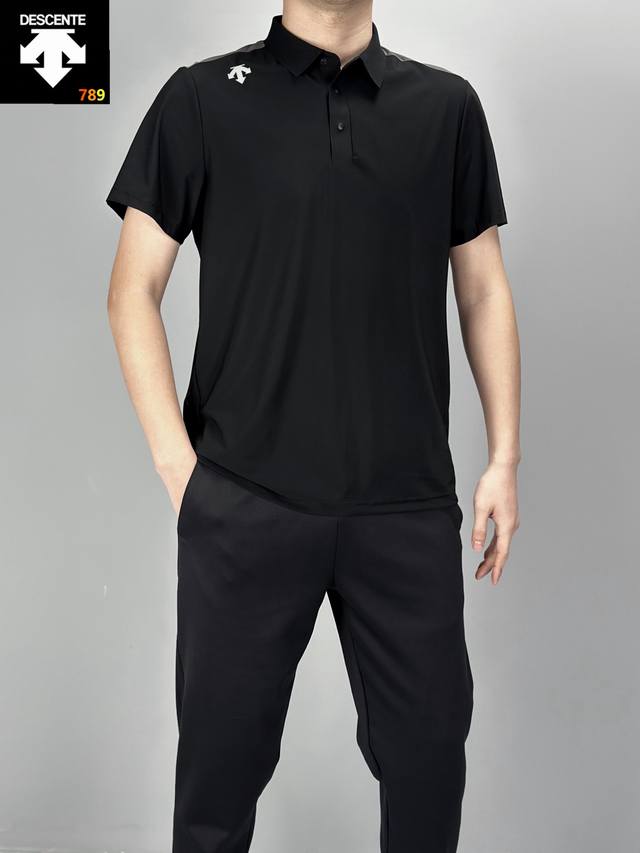 2025 Descente Ice Silk Seamless Comfort Sunscreen Antibacterial Polo features a