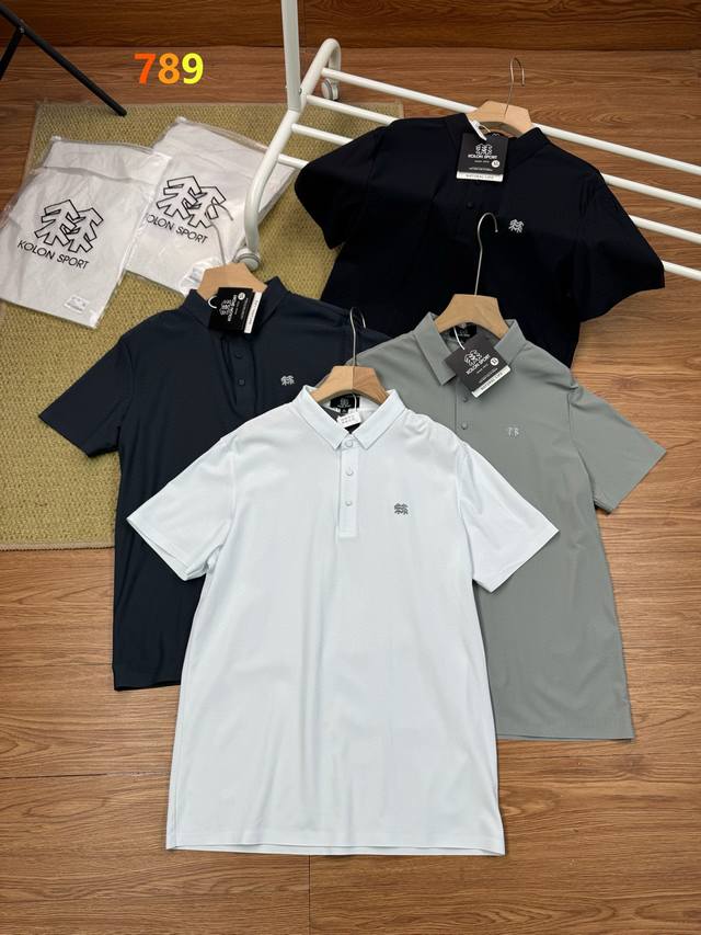 Kelon classic basic lapel chest label small logo short-sleeved T-shirt, four col