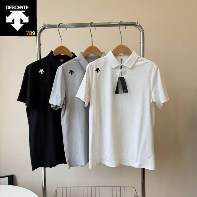 New counter style Descente] glued quick-drying short-sleeved polo shirt 1 Fabri