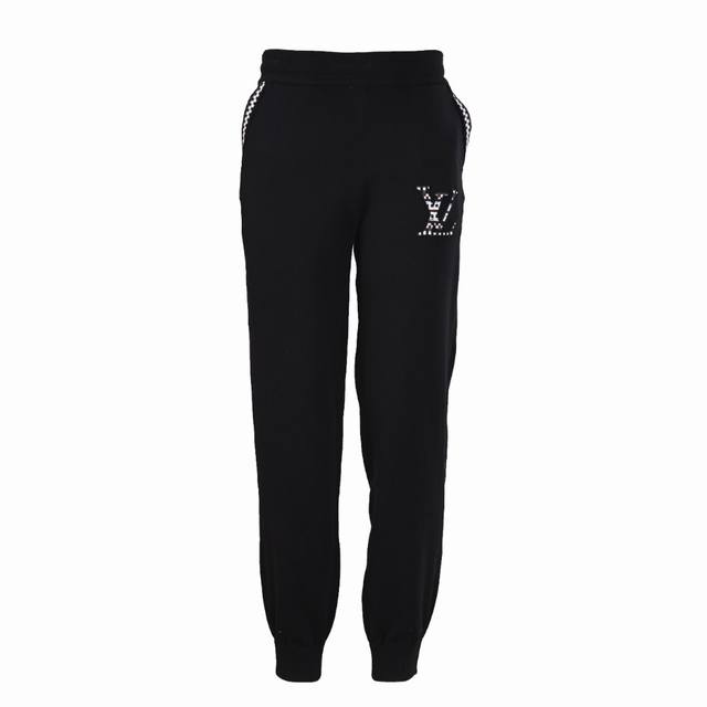 Louis Vuitton Lv woolen logo embroidered elastic waist trousers Authentic 15210