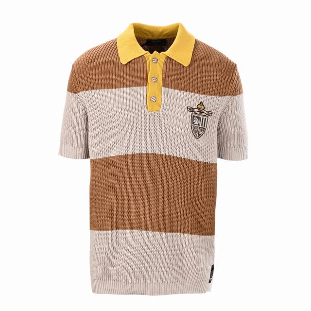 Fendi Fendi Fd badge striped jersey short-sleeved polo shirt Authentic 10036 pur