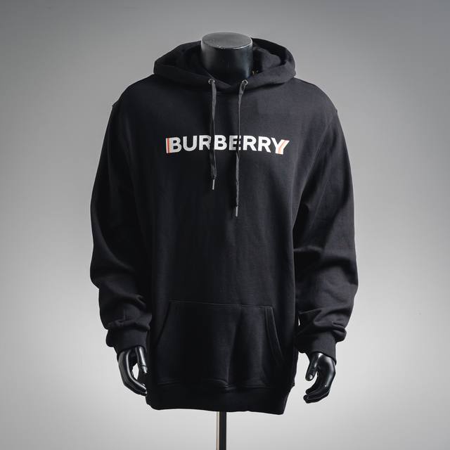 Burberry 25Fw Double-Embroidered Letter Print Hoodie Streamlines fashion with a