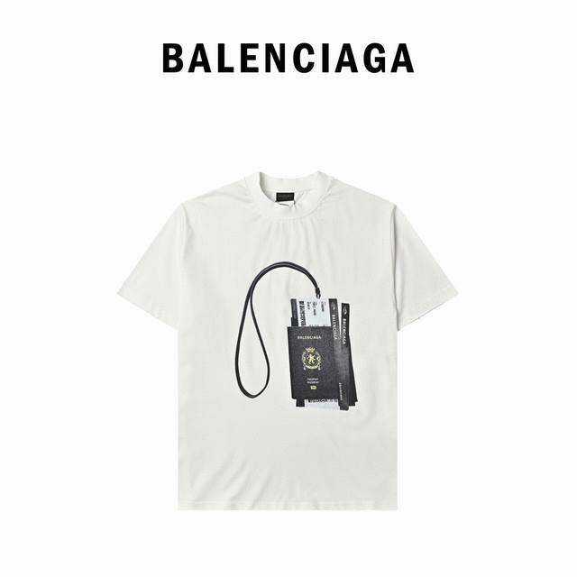 Balenciaga 24Ss Airline Passport Short-Sleeve T-shirt. Official quality Balencia