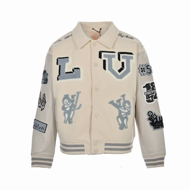 Louis Vuitton 22Fw terry-embroidered baseball jacket with monogram badges DDD. S
