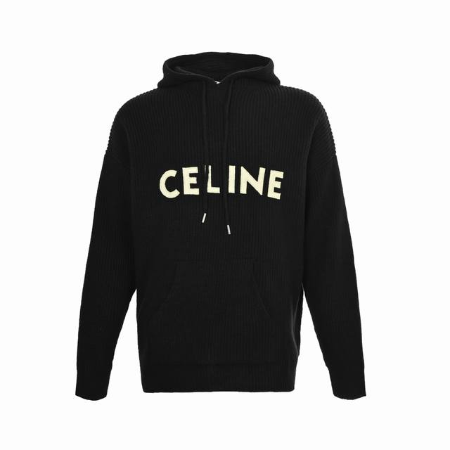Celine hooded sweater with lettering on the chest DDD. Made of custom bulked woo