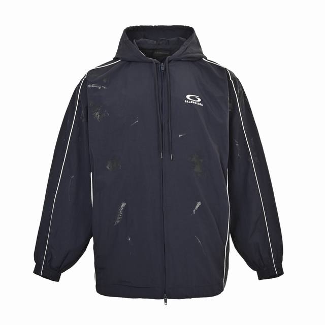 Balenciaga Blcg 25Fw 84 graffiti spray paint navy blue half-circle embroidery sp