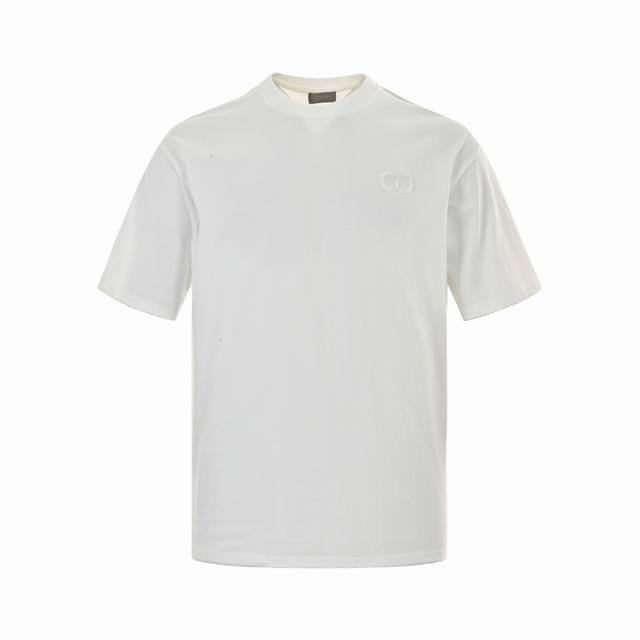 Dior classic CD embroidered short-sleeve Custom 240g single-dye fabric feels ver