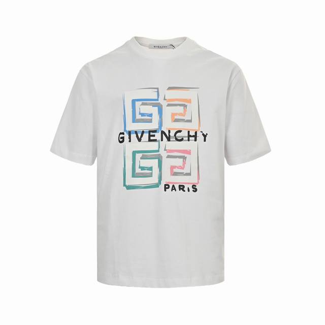 Givenchy 24Ss colorful graffiti 3D 4G print short-sleeve DDD. Made of 50s double