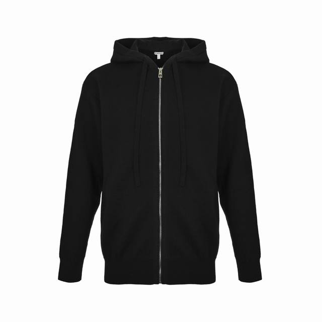 Loewe Anagram hooded knitted jacket with embossed back zipper DDD. Made from a 3