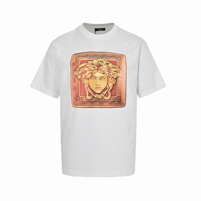 Versace 25Ss Checkered Medusa Head Print Short Sleeve DDD, a summer exclusive, m