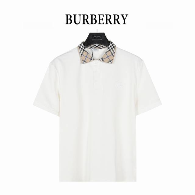 Burberry 25Ss check lapel short-sleeved polo shirt with warhorse embroidery. is