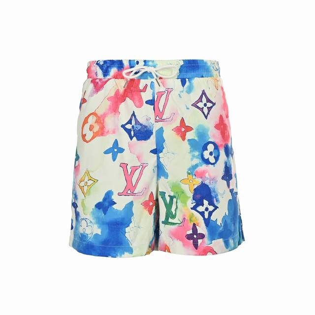 Louis Vuitton 25Ss all-over monogram ink-and-wash beach shorts DDD. Made from a