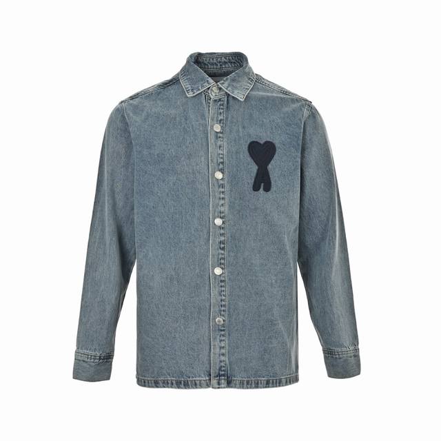 Ami 25Fw woven heart embroidered denim shirt jacket Ami Paris 25 new fall/winter