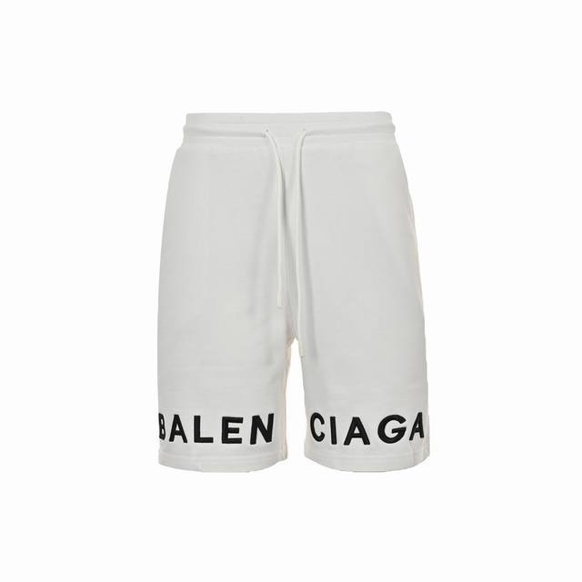 Balenciaga 24Ss Embroidered Logo Shorts DDD. Oversized fit. Made of 380g washed