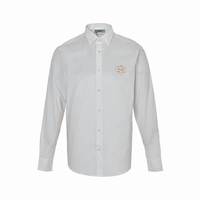 Prada embroidered poplin shirt DDD. Made from 70s rayon poplin with a mercerized