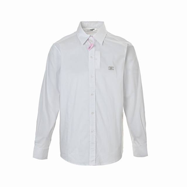 Celine Chest Embroidered Poplin Shirt A perfect piece for business casual wear,