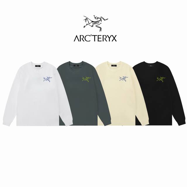 Autumn Arcteryx Sketch Embroidery Bird Double Yarn 300g Long Sleeve DDD: Black a