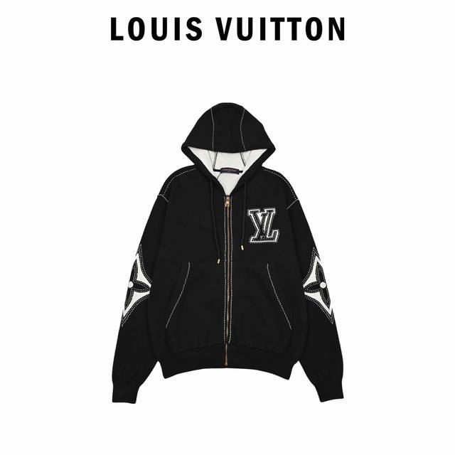 Louis Vuitton Intarsia Zip-Up JacketThis zip-up cotton hoodie features a lightwe