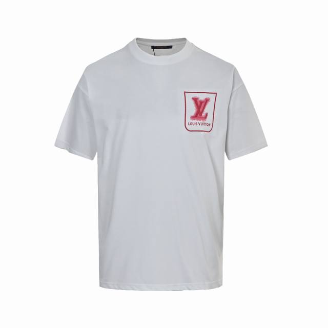 Louis Vuitton 25Ss pink splash-ink embroidered logo short-sleeved T-shirt with f