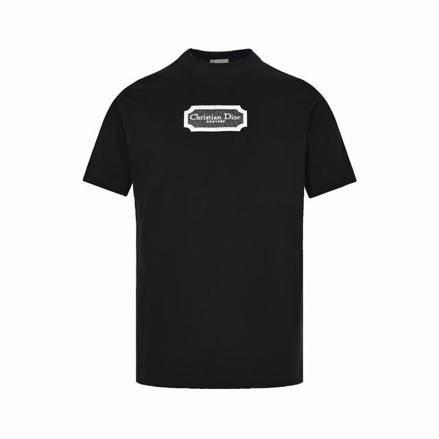Dior 23Ss embroidered silver logo short sleeves DDD. Made from 21-count, 320g do