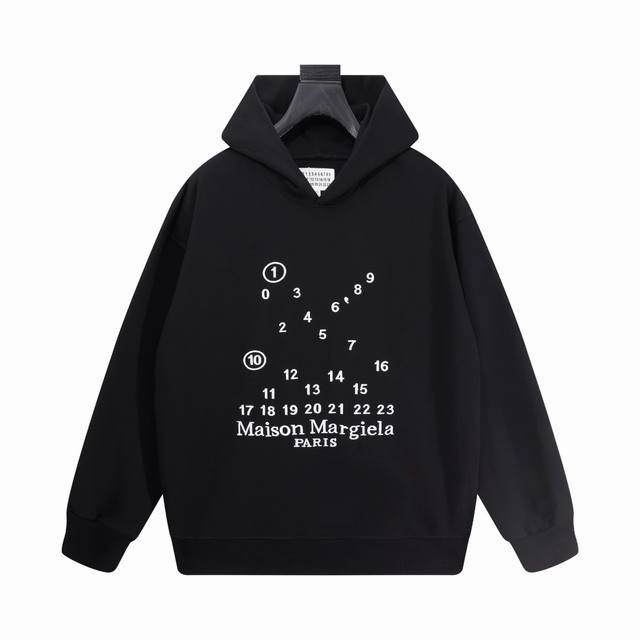 High-quality Maisonmargiela embroidered hooded sweatshirt with numbers and lett