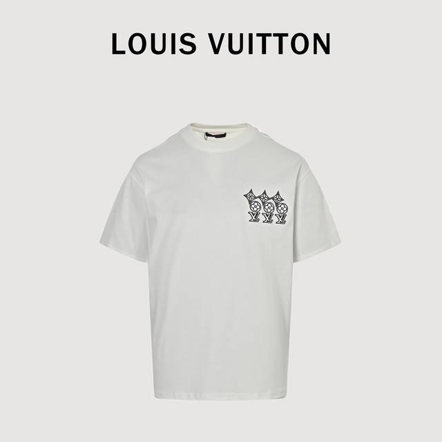 Louis Vuitton 25Ss three-flower embroidered letter short-sleeved T-shirt Purchas