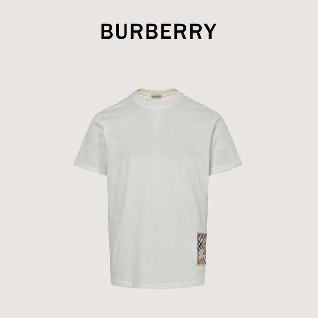 Burberry Bbr Check Hem Label Short Sleeve T-shirt Made from plain cotton fabric,